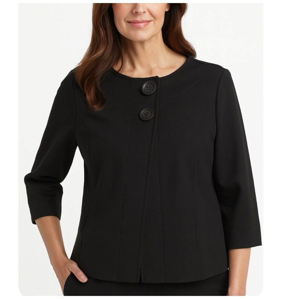 Semantiks blazer jacket black double button cape style black SZ M ponte knit